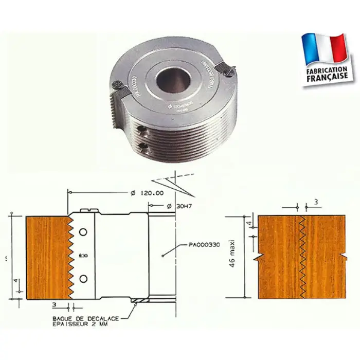 Porte-outils abouter HM Ø120×48 mm Al.30 Z2 - Trafee