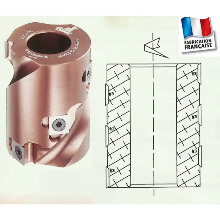 Porte-outils à calibrer hélicoïdal Ø 62 × H 80 mm Al. 30