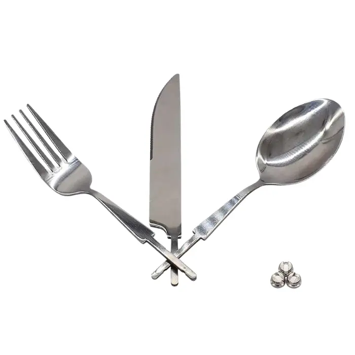 Kit couverts 3 pièces inox (fourchette, couteau, cuillère)