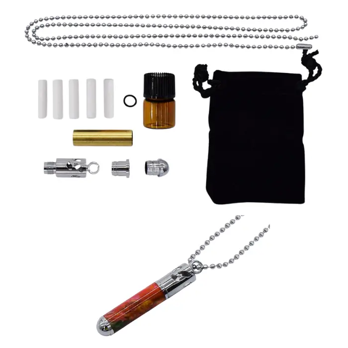 Kit pendentif diffuseur d'huiles essentielles chromé