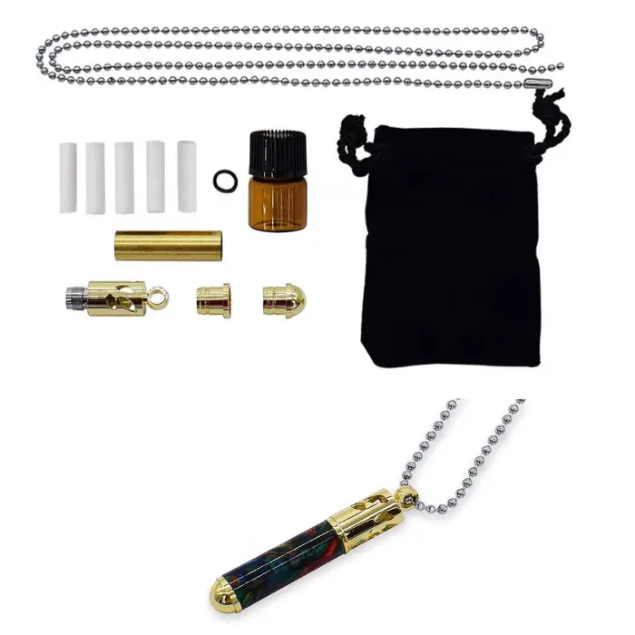 Kit pendentif diffuseur d'huiles essentielles doré