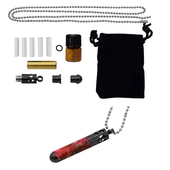 Kit pendentif diffuseur d'huiles essentielles gun metal