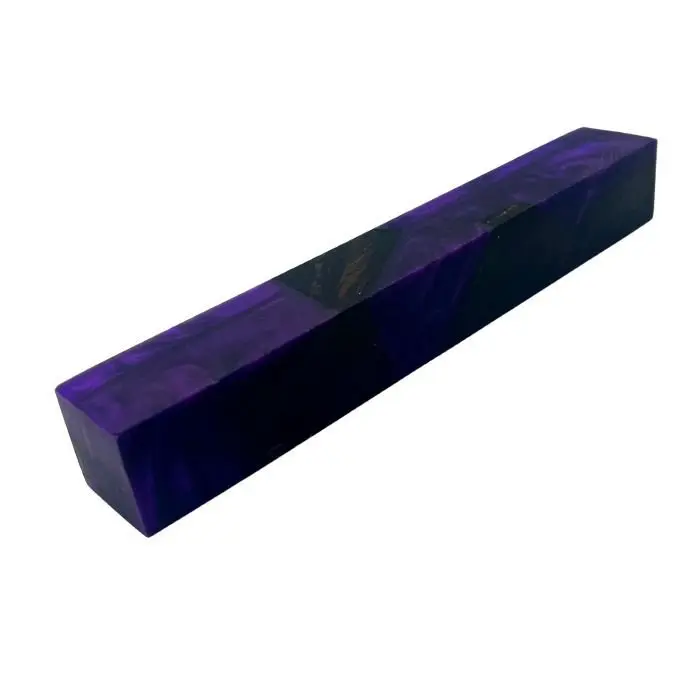 Carrelet hybride résine époxy violette / ébène du Gabon 22×22×150 mm