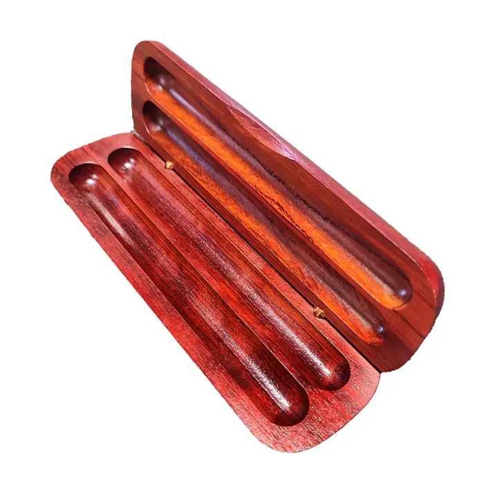 Écrin de rangement pour 2 stylos en bois de rose teinté