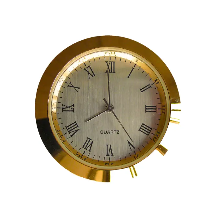 Pendule à quartz à encastrer Ø 37 mm · métal doré