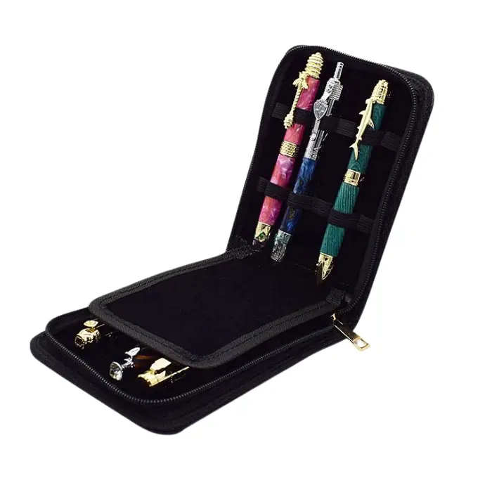 Trousse simili cuir 12 stylos fermeture zip