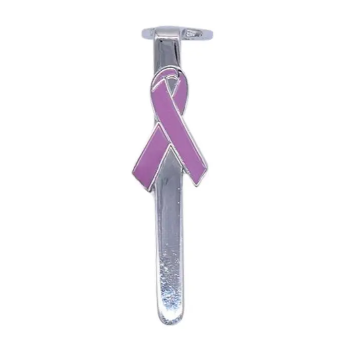 Clip chromé sigle ruban rose pour stylo Gamme Euro