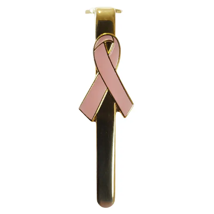 Clip doré sigle ruban rose pour stylo 7 mm