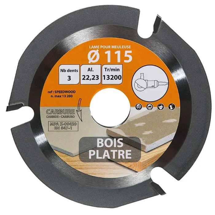 Disque à tronçonner carbure Ø 115 mm bois - Speedwood