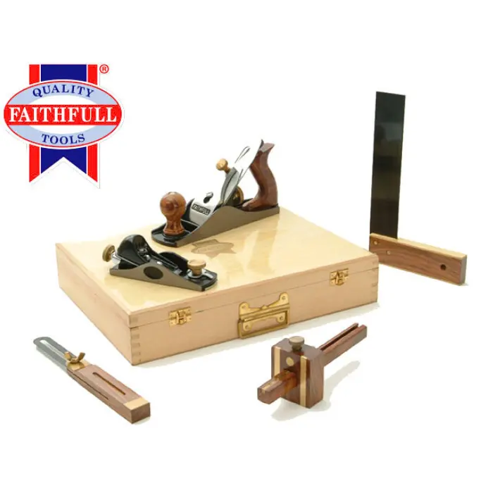 Coffret ébéniste 5 pièces - rabots, équerre, trusquin