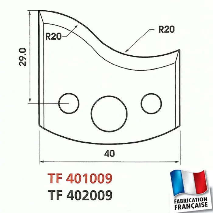 Fers de toupie profilés Ht 40 mm ép. 4 mm