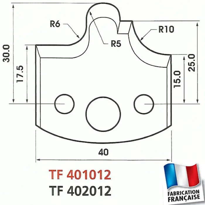 Jeu de 2 fers de toupie profilés Ht 40 mm ép. 4 mm