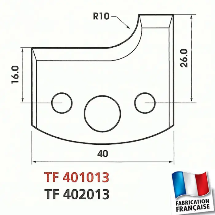 Jeu de 2 fers de toupie profilés Ht 40 mm ép. 4 mm