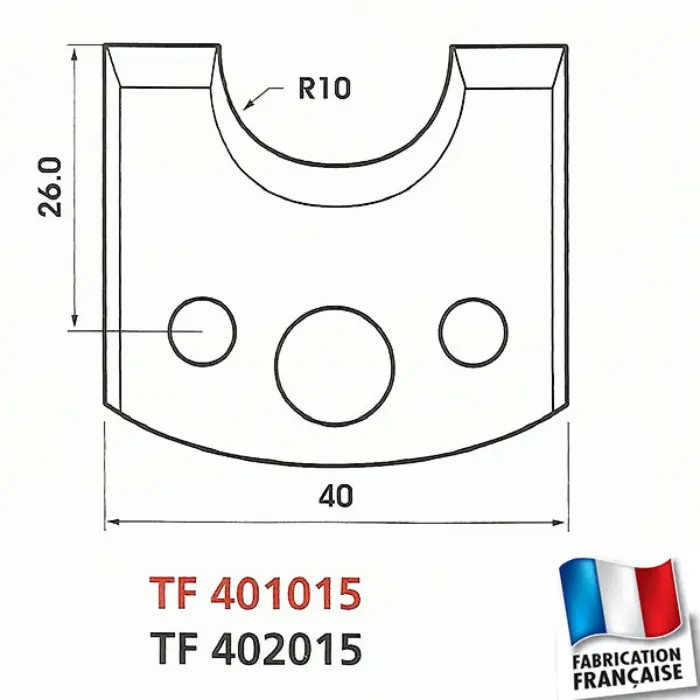 Jeu de 2 fers de toupie congés/quart de rond Ht 40 mm ép. 4 mm