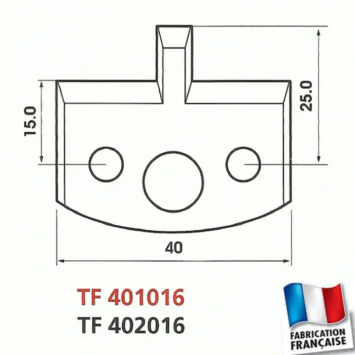 Jeu de 2 fers de toupie congés/quart de rond Ht 40 mm ép. 4 mm