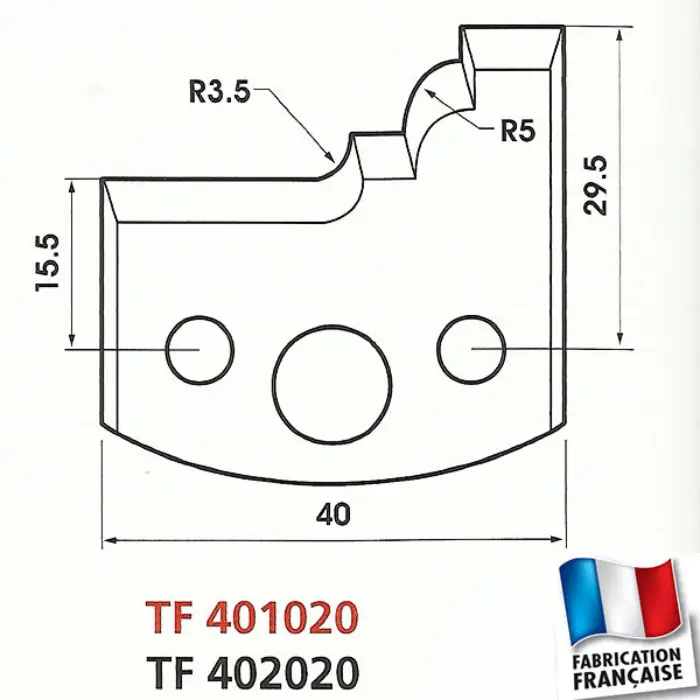 Fers de toupie profilés n° Ht 40 mm ép. 4 mm