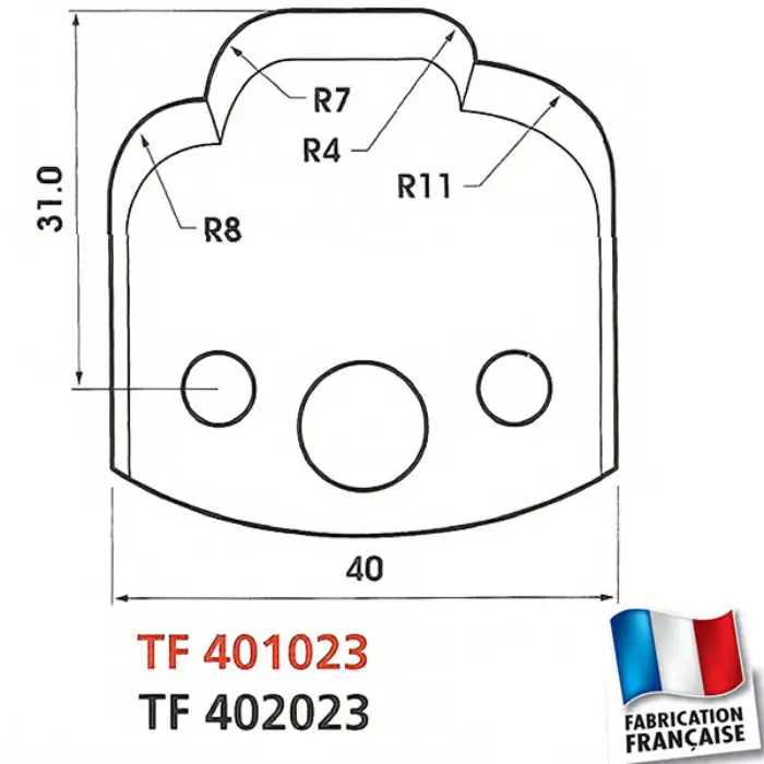 Fers de toupie enture 4 mm n°117 Ht 40 mm ép. 4 mm