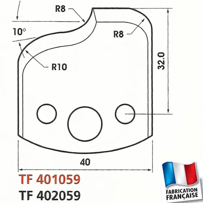 Fers profilés toupie enture 4 mm Ht 40 mm