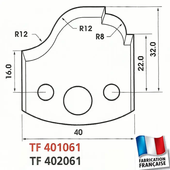 Fers profilés toupie Ht 40 mm ép. 4 mm