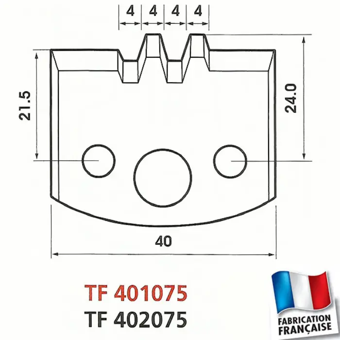 Fers de toupie profilés Ht 40 mm ép. 4 mm