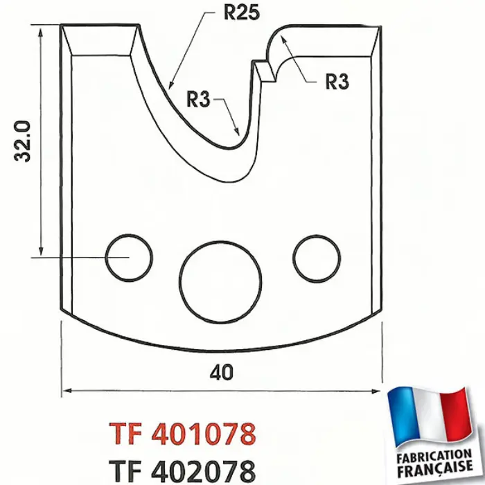Fers de toupie enture 4 mm Ht 40 mm