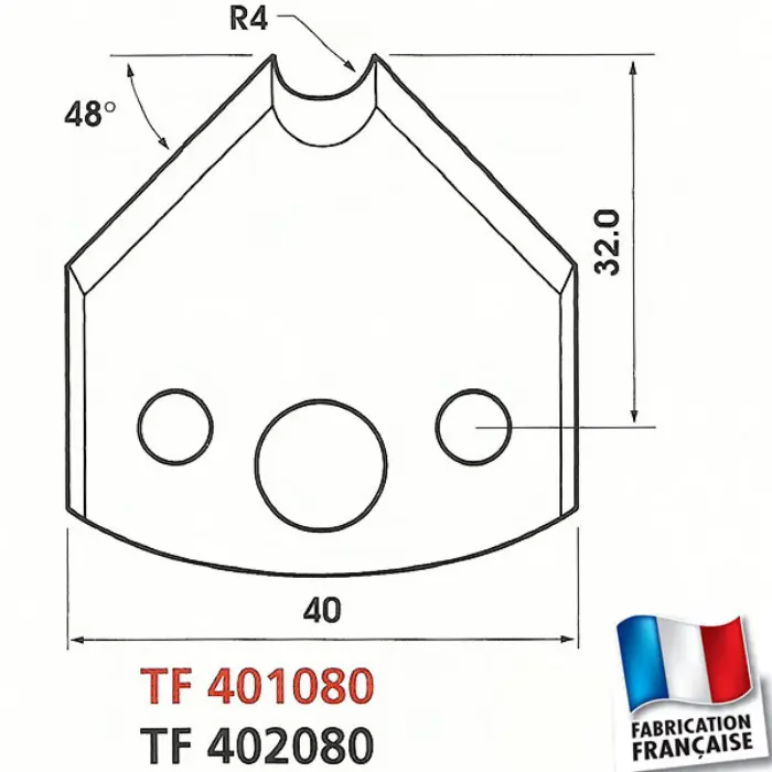 Fers de toupie profilés Ht 40 mm ép. 4 mm