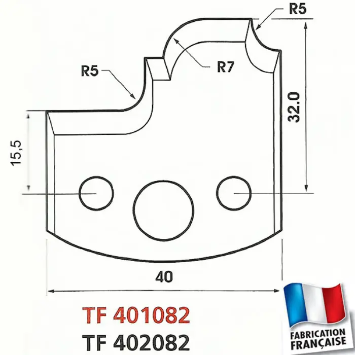 Fers de toupie congés/quart de rond Ht 40 mm