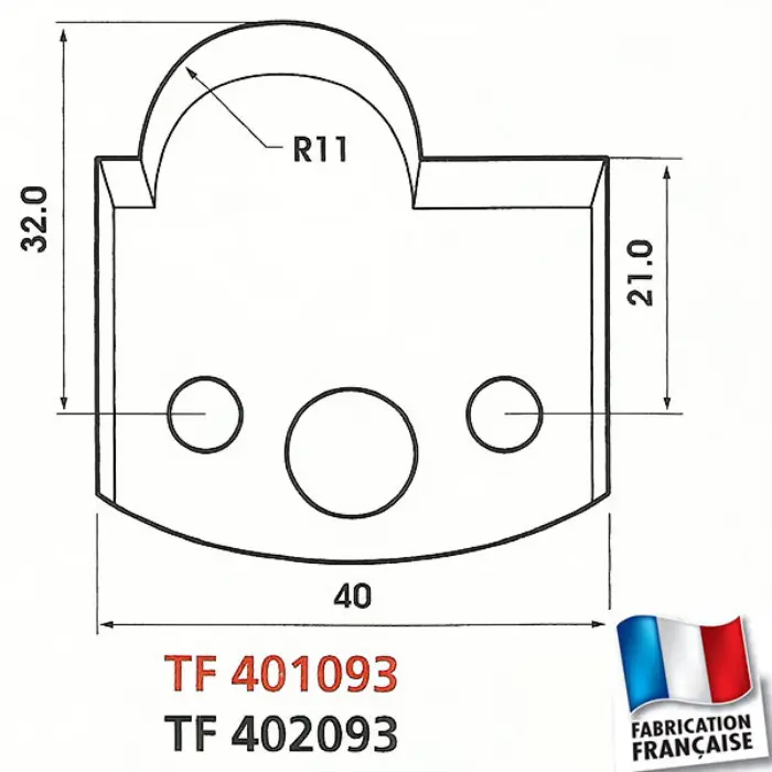 Fers de toupie enture 4 mm Ht 40 mm ép. 4 mm
