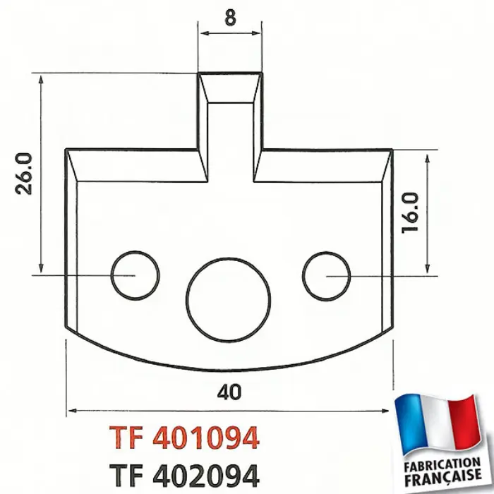Fers de toupie profilés Ht 40 mm ép. 4 mm profil