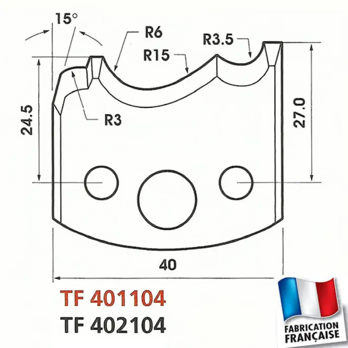 Fers de toupie profilés H 40 mm ép. 4 mm