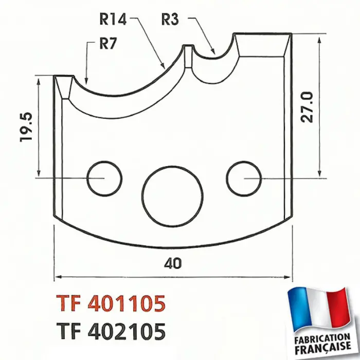 Fers de toupie profilés H 40 mm ép. 4 mm
