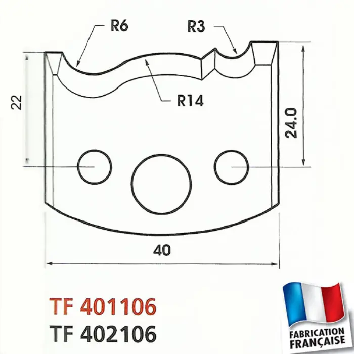 Fers de toupie profilés H 40 mm ép. 4 mm
