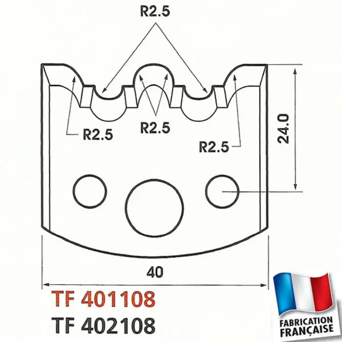 Fers de toupie profilés H 40 mm ép. 4 mm