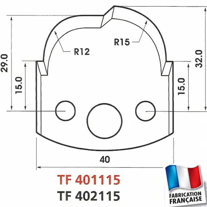 Fers de toupie profilés Ht 40 mm ép. 4 mm