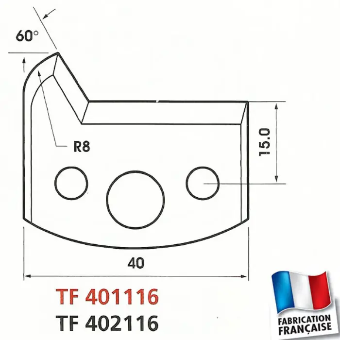 Fers de toupie profilés Ht 40 mm ép. 4 mm