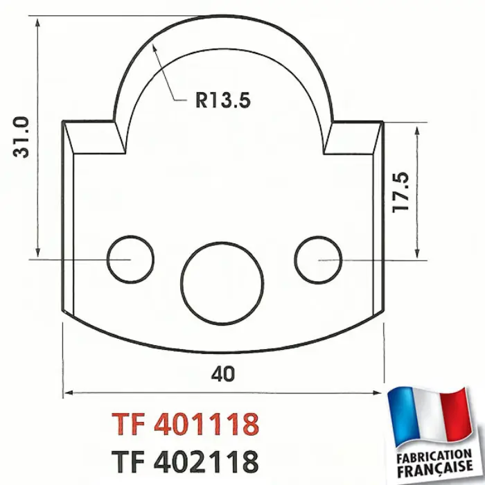 Fers de toupie profilés Ht 40 mm ép. 4 mm