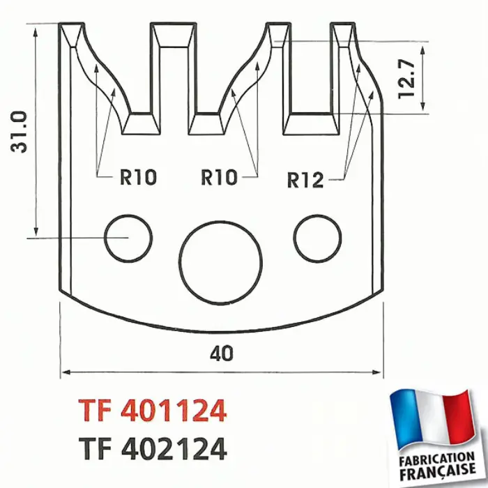 Fers de toupie profilés H 40 mm n°124
