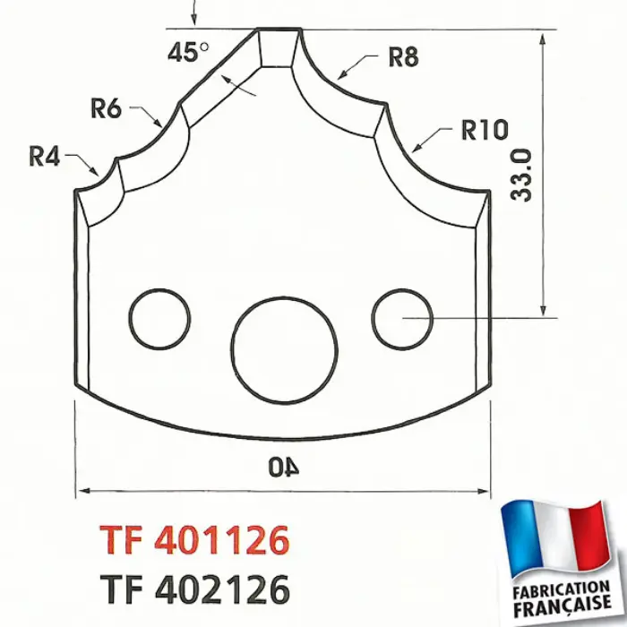 Fers de toupie pour enture 4 mm H 40 mm n°117