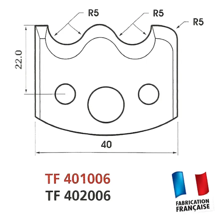 Jeu de 2 contre-fers profilés HT 40 mm ép. 4 mm