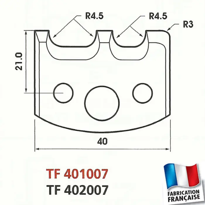Jeu de 2 contre-fers profilés HT 40 mm ép. 4 mm