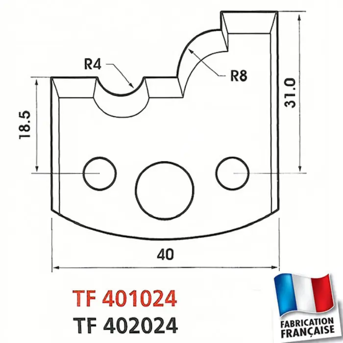 Contre-fers profil/contre-profil n°124 Ht 40 mm ép. 4 mm