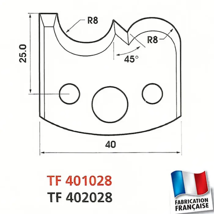 Contre-fers profil/contre-profil n°124 Ht 40 mm ép. 4 mm