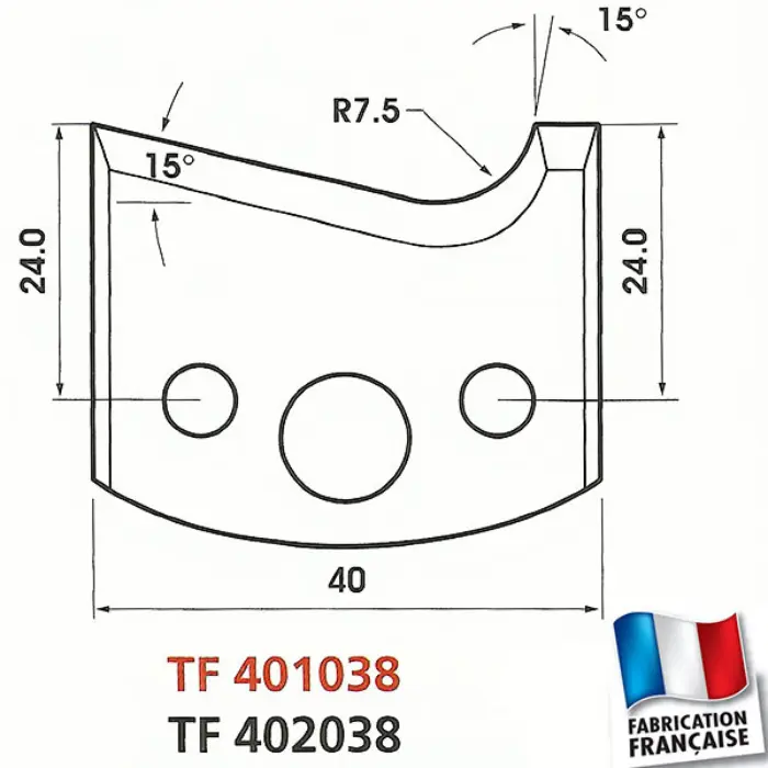 Contre-fers profilés HT 40 mm ép. 4 mm (jeu de 2)
