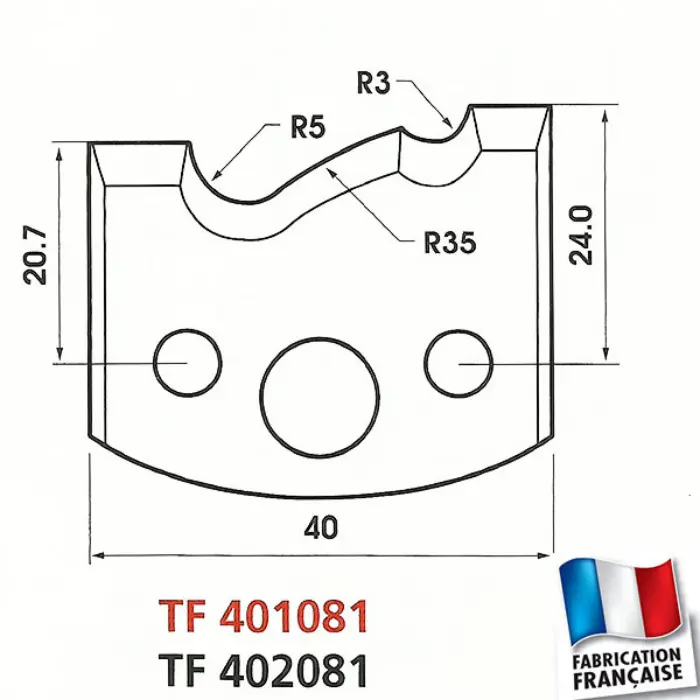 Fer de toupie profil/contre-profil Ht 40 mm