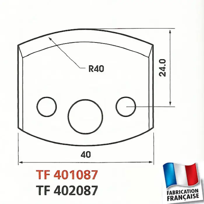 Jeu de 2 fers profil/contre-profil Ht 40 mm n°124