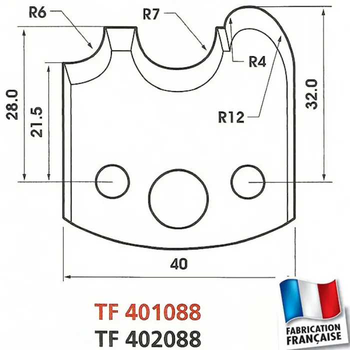 Contre-fers profilés HT 40 mm ép. 4 mm (jeu de 2)
