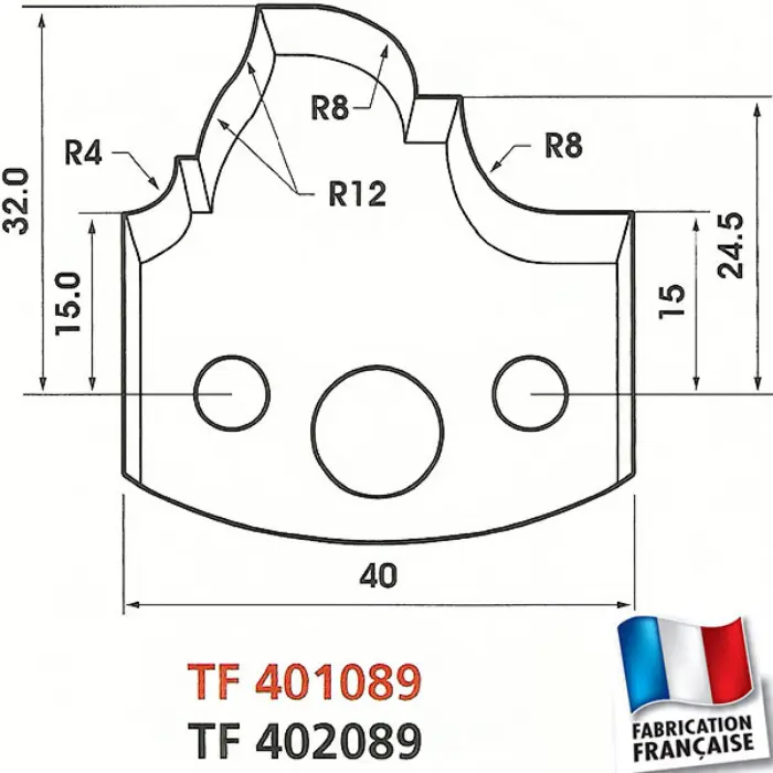 Jeu de 2 fers profil/contre-profil Ht 40 mm n°124