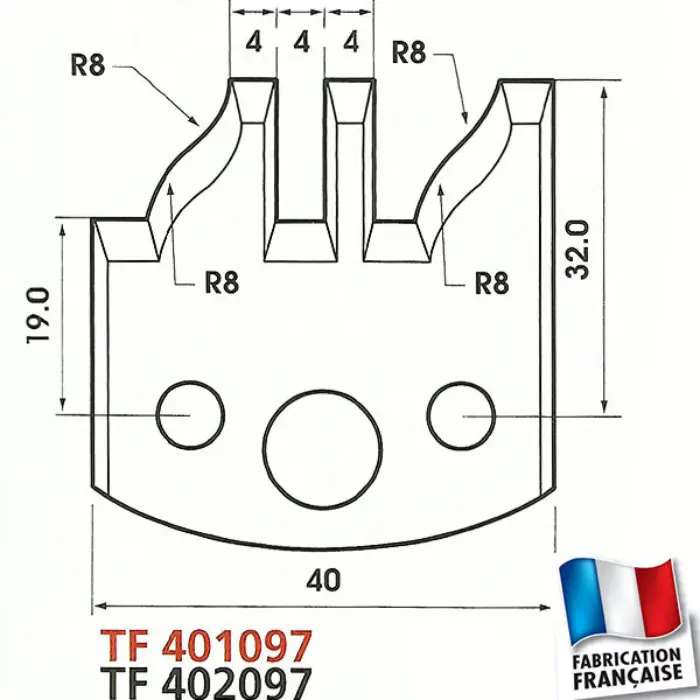 Contre-fers profilés HT 40 mm ép. 4 mm (jeu de 2)