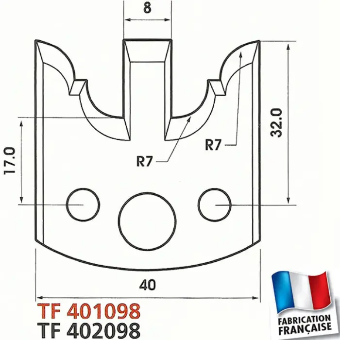 Jeu de 2 fers profil/contre-profil Ht 40 mm n°124