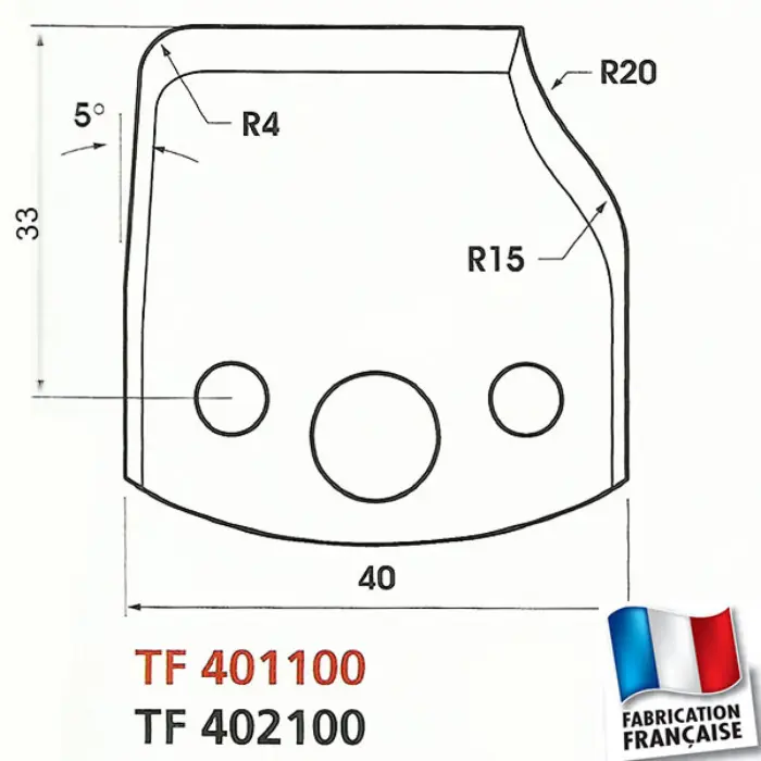 Jeu de 2 fers profil/contre-profil Ht 40 mm n°124